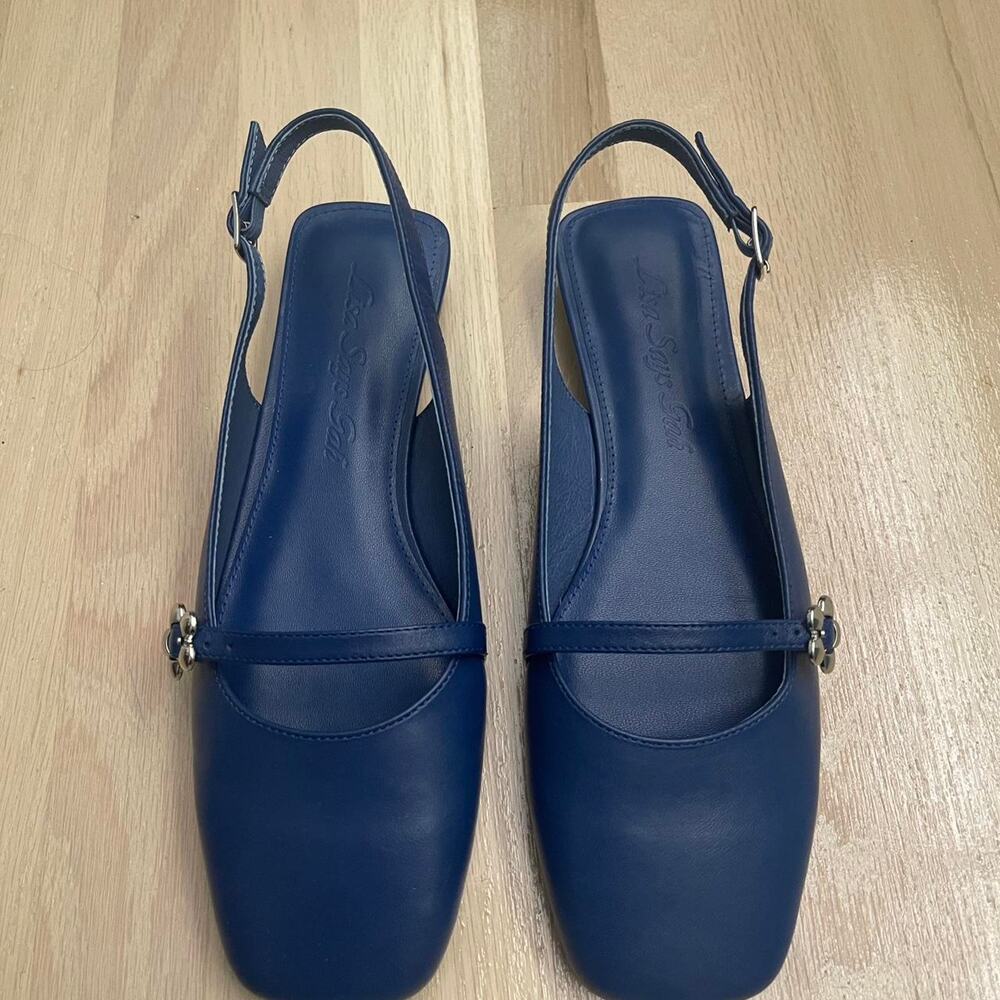 Lisa Says Gah Navy Square Toe Slingback Mary Jane Flats Size 9 Never Worn ✨ - Picture 3 of 3